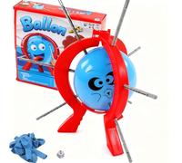 Balloon Burst Game, Desktop Balloon Game, Fun Family Party Interactive Balloon Prick Toy Board Game for Kids Age 8 and Up, with 9 Balloons, 9 Sticks, Dice, Stand
