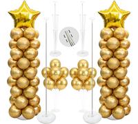Balloon Column Kit Set of 2, 2 Set Balloon Table Stands, 2M Reusable Metal Telescopic Column Stand for Birthday Wedding Holiday Party Supplies Decoration