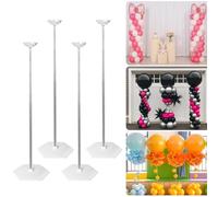Balloon Column Stand Kit Set of 4, 6.5ft Adjustable Telescoping Metal Column Tower Pillar with Floor Bases & Reusable Balloon Arch Kit for Birthday, Wedding, Baby Shower, Graduation, Halloween Parties
