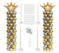 Balloon Column Stand Kit Set of 4, Adjustable Height 1.4 to 6.8 FT, Telescoping Metal Tower with Base Reusable Balloon Tower for Birthday Wedding Graduation Party Decor