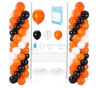 Balloon Column Stand with 102 Balloons, Balloon Column Kit Set of 2, Metal Balloon Tower Stand with Base for Floor, Height Adjustable from 1.57 to 7 Ft, For Party Decorations