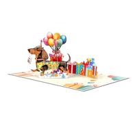 Balloon Dachshund Pop Up Happy Birthday Greeting Card, love Gift for Adults and Kids with Blank Note & Envelope, Foldable Celebration for Daughter, Son, Mom, Dad, Friend, Children