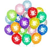 Balloon Dance 5th Birthday Balloons, 20 Pcs 12'' Multicoloured Number 5 Latex Party Balloons for Kids' 5th Birthday Decorations