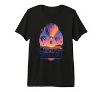 Balloon Dawn Glow Basket Lantern October Field Badge Premium T-Shirt