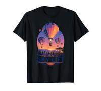 Balloon Dawn Glow Basket Lantern October Field Badge T-Shirt