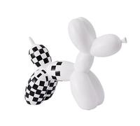 Balloon Dog Sculpture, Resin Figurine, Modern Pop Art Style, Home Decor, Multiple Colours, Abstract Dog Figurine with Multiple Choices (Black Checkboard)