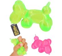 Balloon Dog Squishy Stress Ball Neon Squeeze Toy Sensory Fidget for Kids - Palm-Sized Novelty Balloon Animal Soft Rubber Squeezy - Bright Translucent Colours - Sensory Play