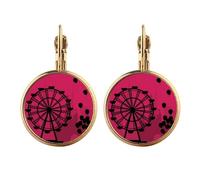 Balloon Ferris Wheel Amusement Park Gold Clip On Drop Earrings Non Piercing Dangle Jewelry