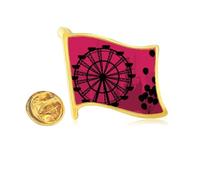 Balloon Ferris Wheel Amusement Park Golden Metal Flag Lapel Pin Badge