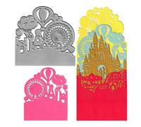 Balloon Ferris Wheel Background Border Cutting Dies,Amusement Park Base Die Cuts Metal Embossing Stencils Template Mould for Card Scrapbooking and DIY Craft Album Paper Card Decor
