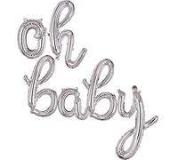 Balloon for OH Baby Silver Foil Mylar Balloons Cursive Letter Banner Birthdays Party Decorations Supplies Small 16 Inch Baby Shower
