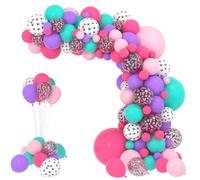 Balloon Garland Arch Kit in Pink, Red, Teal and Blue - 132 Pieces Hot Pink, Purple, Turquoise Blue Confetti Latex Balloons for Birthday, Wedding, Baby Shower, Graduation Decorations