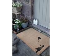 Balloon Girl Country Size Coir Doormat Artsy Mats Grey 60cm x 90cm