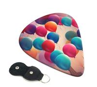 Balloon Guitar Picks 6 Pcs, 0.71mm Thickness Celluloid Plectrum with Leather Picks Holder, Personalized Guitar Pick for Bass Electric Acoustic Guitars Lovers Gift