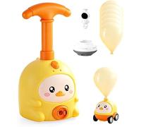 Balloon Launcher Toy Set, 2026 New Balloon Powered Car Toy Set with Easy Manual Pump, 2-in-1 Races on Ground & Flies in Air, Party Favors and Birthday Gift for Kids (yellow, 1car)