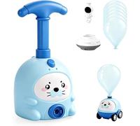 Balloon Launcher Toy Set, 2026 New Balloon Powered Car Toy Set with Easy Manual Pump, 2-in-1 Races on Ground & Flies in Air, Party Favors and Birthday Gift for Kids (blue, 1car)