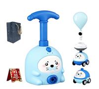 Balloon Launcher Toy Set, Animal Air-Powered Car Toy Set with Easy Manual Pump, 2-in-1 Launcher for Fun Balloon-Powered Cars and Flying Action (Blue+2 car)