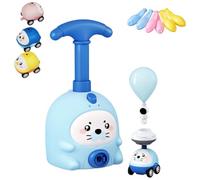 Balloon Launcher Toy Set, Inertial Balloon Powered Car Kit with Animal Air Pump, Creative Intelligence Education Preschool Children's Toys. (blue+6 Balloon)