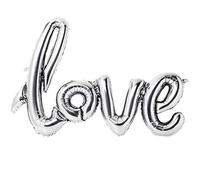 Balloon "Love" Lettering - 105 cm XXL Decoration - For Engagement, Wedding, Gift, Birthday or Party Just Married I Love You Mr Mrs Love Balloons Bride Love Anniversary (Silver)