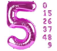 Balloon Numbers 40 Inch 5 Ballon for 5th Birthday Decorations, 15 25 35 50 Big Rose Purple Number Balloons for Wedding Photo Shoot Party Decor