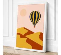 Balloon Over Desert Retro Canvas Wall Art Print 18x12 Inch