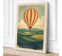 Balloon Over Pastoral Fields Canvas Wall Art Print 36x24 Inch (91 x 61 cm)