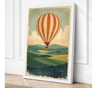 Balloon Over Pastoral Fields Canvas Wall Art Print 36x24 Inch (91 x 61 cm)