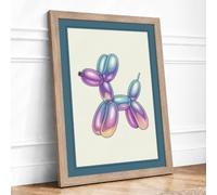 Balloon Poodle Framed Wall Art Print A4 Oak