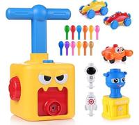 Balloon Powered Launch Car,Inflatable Balloon Pump Hand Push Mini Plastic Air Power Balloon Racer Vehicle Car Toy for Kids Gift (Little Monster)