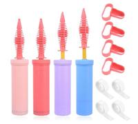 Balloon Pump Hand, 4 Pack Manual Air Pump for Balloons with 4 Knot Tying Tools and 4 Rolls Adhesive Dots, Complete Balloon Inflating Kit for Parties, Events, Home