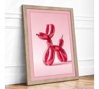 Balloon Pup Pop Art Framed Wall Art Print A2 Oak