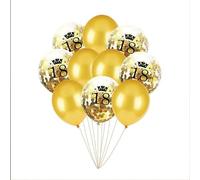 Balloon set - 18th birthday with confetti gold - 10 pieces