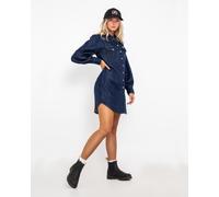 Balloon Sleeve Shirt Dress in Rinse