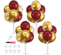Balloon Stand Kit 4 Sets for Table Centerpieces Include 32 Pcs Red Black Gold Latex Confetti Balloons for Birthday,Graduation, New Year's Eve,Anniversary, Chinese New Year Party Decorations