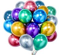 Balloons 100 Pack 10inch Metallic Chrome Latex Balloons, Metallic Rainbow Balloon, Inflatable Colorful Balloon for Party Wedding Birthday Decoration Arch Garland
