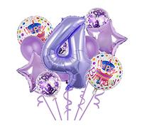 Balloons, 11 pcs Foil Balloons 4 Year Old for 4th Birthday Party Supplies Decoration, Confetti Balloon Kids Party Balloons Birthday Party Supplies 4 Years Old Birthday Balloon for Kids (4th, Purple)