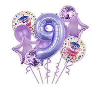 Balloons, 11 pcs Foil Balloons 9 Year Old for 9th Birthday Party Supplies Decoration, Confetti Balloon Kids Party Balloons Birthday Party Supplies 9 Years Old Birthday Balloon for Kids (9th, Purple)