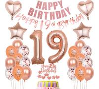 balloons 19 year old girl birthday decoration balloon 19th rose gold cake years party (meiguijinshuzilaqiTC-19S)