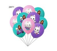 (Balloons 24pcs) Gabby's Dollhouse Party Supply Set Plate Tissue Banner Balloon Decoration