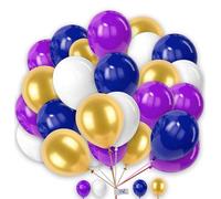 Balloons 25 Pack 10 Inch Balloons Purple Blue Gold & White Combo Balloons for Birthday Plain Round Balloons for Baby Shower Engagement Wedding.