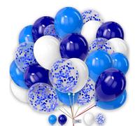 Balloons 25 Pack 10 Inch White Blue and Light-Blue with Confetti Combo for Birthday Plain Round type for Baby Shower Engagement Wedding.