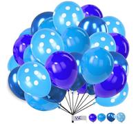 Balloons 25 Pack 12 Inch Balloons Light Blue Polkadot Blue Balloons for Birthday Plain Round Balloons Party Latex Balloons for Baby Shower Engagement Wedding