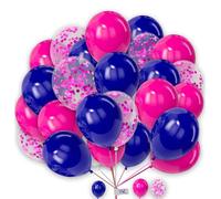 Balloons 25 Pack 12 Inch Balloons Pink and Blue with Pink Confetti Combo Balloons for Birthday Plain Round Balloons for Baby Shower Engagement Wedding.
