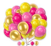 Balloons 25 Pack 12 Inch Balloons Pink Yellow Gold and Hot-Pink Combo Balloons for Birthday Plain Round Balloons for Baby Shower Engagement Wedding.