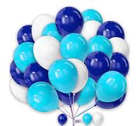 Balloons 25 Pack 5 Inch Balloons White Aqua and Blue Balloons for Birthday Plain Round Balloons Party Latex Balloons for Baby Shower Engagement Wedding.