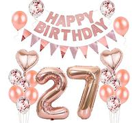 Balloons 27 Birthday Woman Decoration Rose Gold, Decoration Birthday 27 Years Women, Balloons 27 Birthday Decoration 27 Birthday Woman Decoration Rose Gold, Banner 27 Birthday Woman Decoration