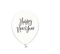 Balloons 30 cm, Happy New Year, Crystal Clear (1 pack / 6 pcs.)
