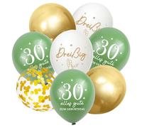 Balloons 30 Years Birthday, Pack of 30 Decoration 30th Birthday Man Women, 30th Happy Birthday Balloons, 30th Sage Green Gold Birthday Decoration, 30th Birthday Confetti Balloon Party Decoration