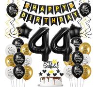 Balloons 44th Birthday Black Gold Birthday Decoration 44 Years Man Women Balloon 44th Birthday Foil Balloon Number 44 Decoration 44th Birthday Women Black Cake Decoration 44 Man Decoration