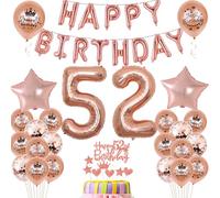 Balloons 52nd Birthday Decoration Woman Rose Gold 52th Birthday Party Decoration Set 52th Birthday Decoration Women 52 Years Birthday Woman Decoration Rose Gold 52th Birthday Woman Foil Balloons 52